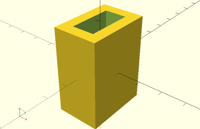 OpenSCAD screenshot showing example of the difference operation